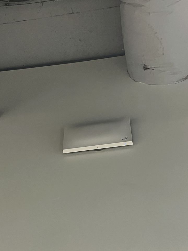 Business access point mounted on a hard ceiling